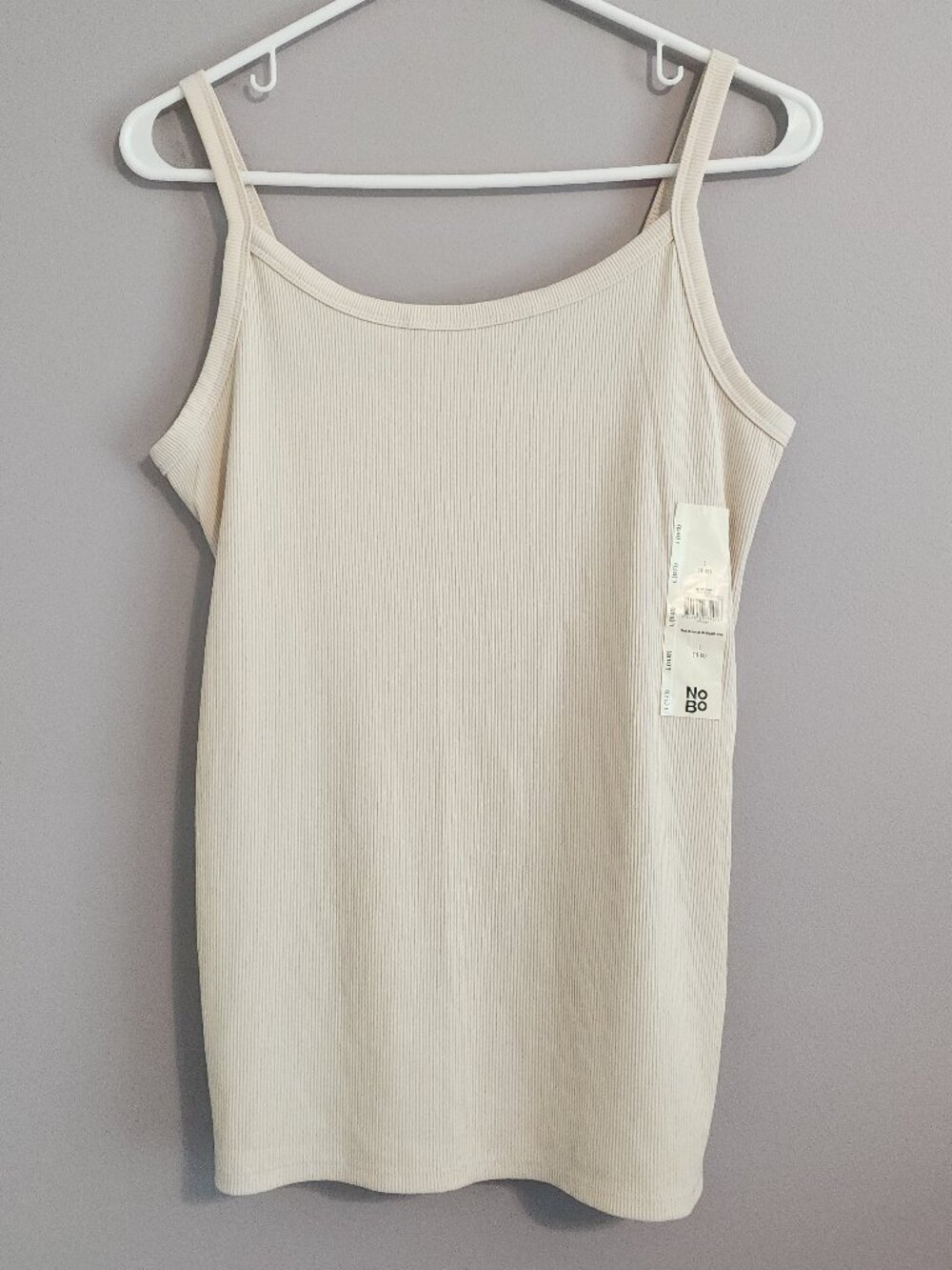 NWT No Boundaries Off White/Cream Ribbed Cami Top - Size Large